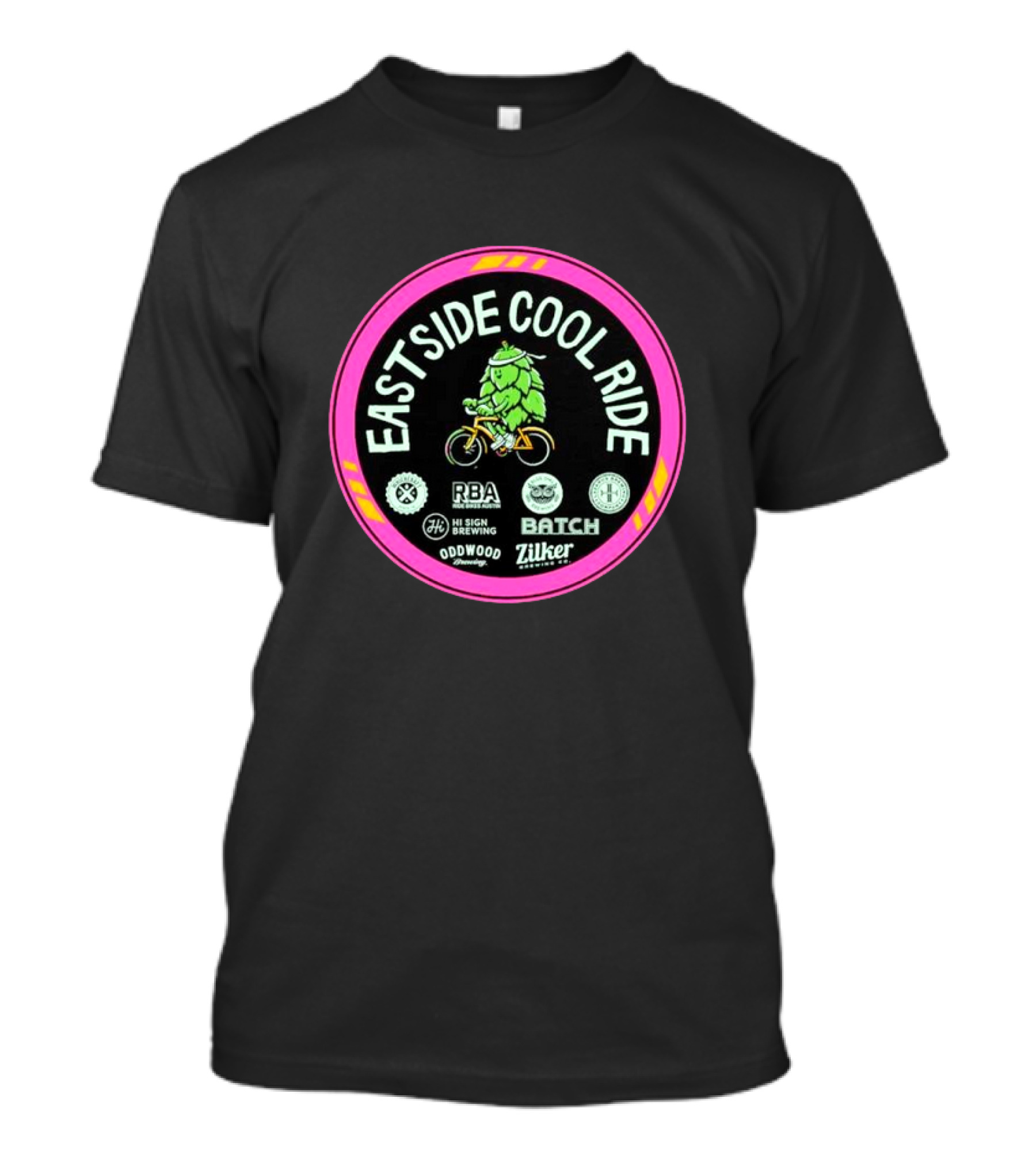 Eastside Cool Ride RBA Hi Sign Brewing Batch Zilker Oddwood Racing Event T-Shirt