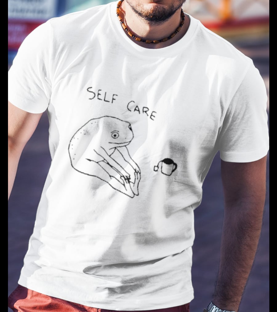 Self Care Frog With Tea And Funny Pose T-Shirt