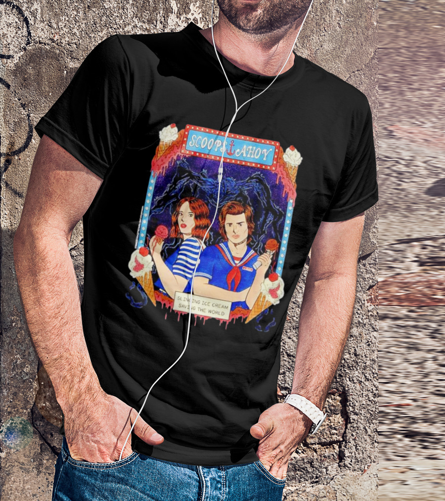 Scoops Ahoy Slinging Ice Cream Saving The World Stranger Things Duo Vintage T-Shirt