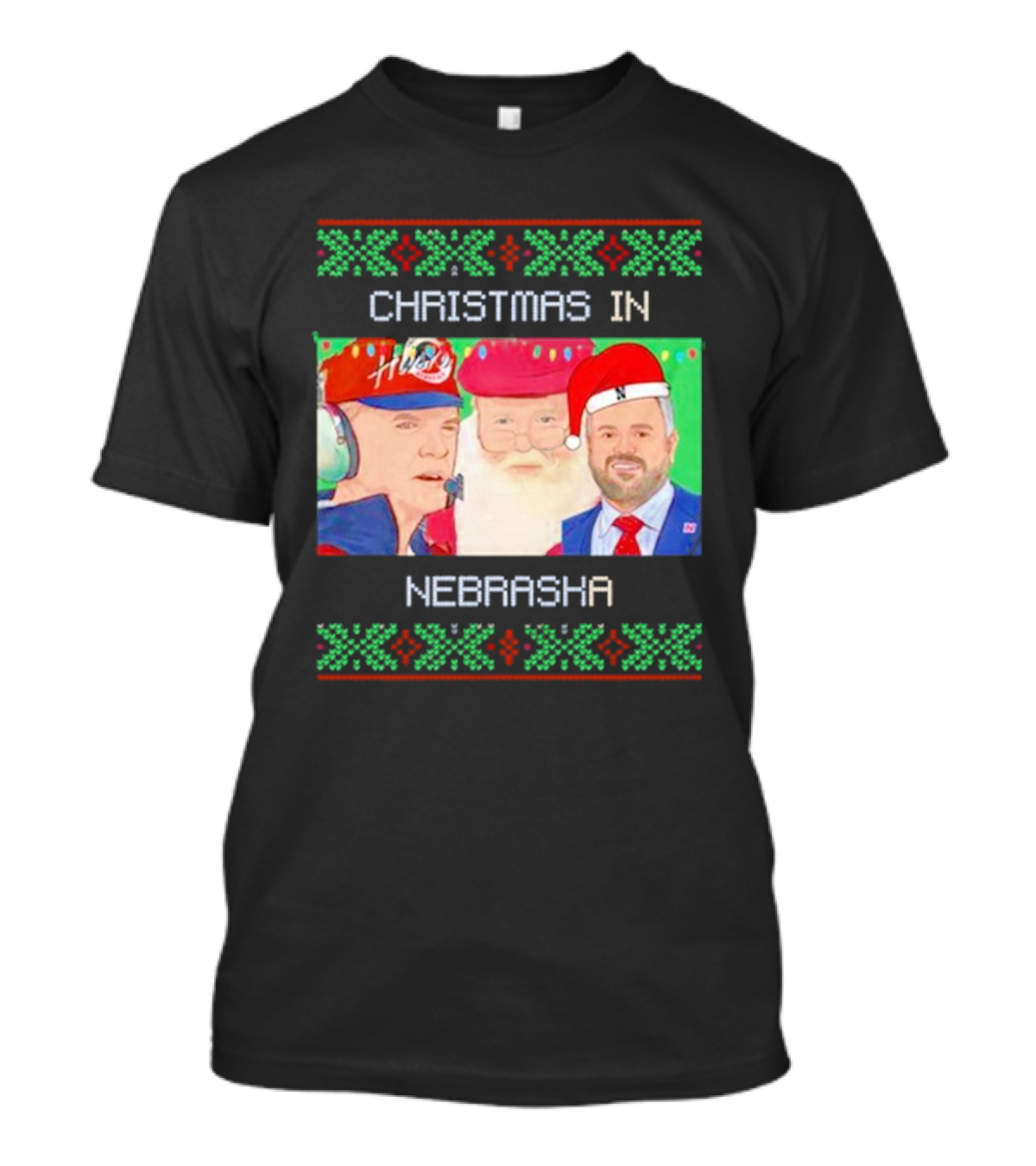 CHRISTMAS IN NEBRASKA HUSKERS SANTA COACH HOLIDAY T-Shirt