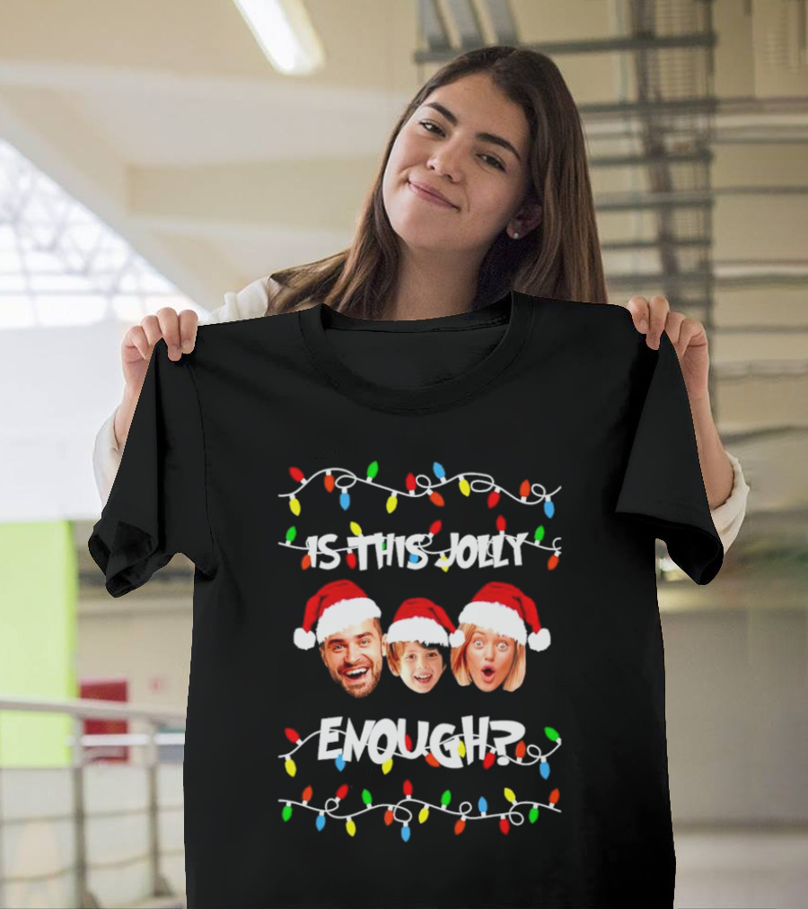 Is This Jolly Enough Custom Family Christmas Lights Holiday Faces T-Shirt