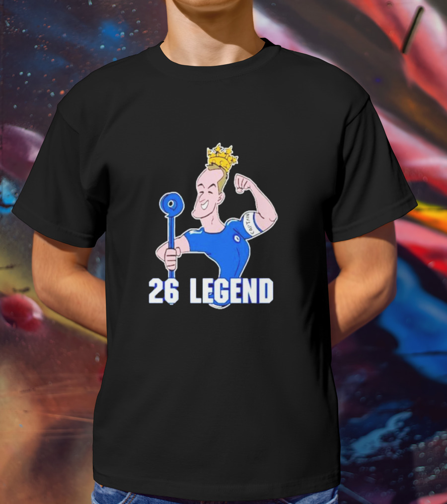 26 Legend Cartoon Crowned Football Captain T-Shirt
