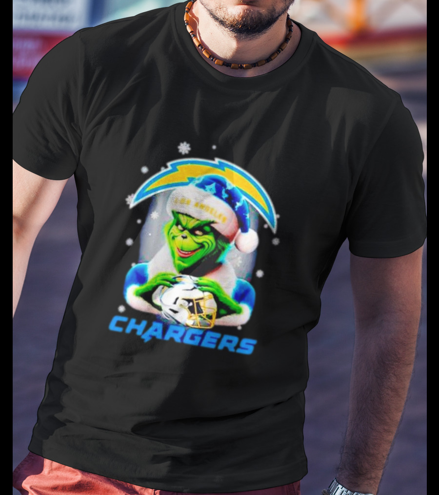 The Grinch Santa Los Angeles Chargers Christmas Holiday T-Shirt
