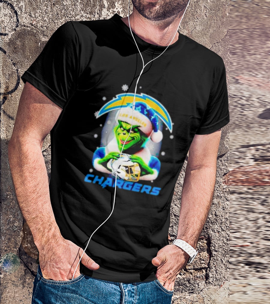 The Grinch Santa Los Angeles Chargers Christmas Holiday T-Shirt