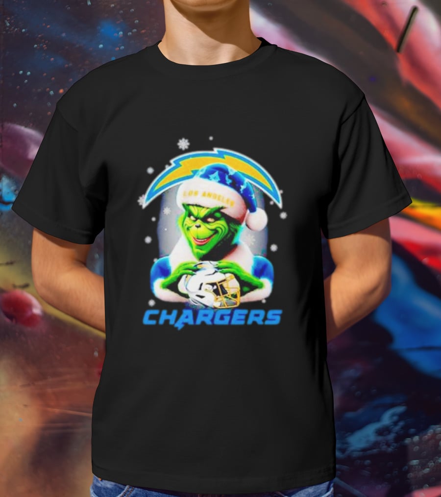 The Grinch Santa Los Angeles Chargers Christmas Holiday T-Shirt