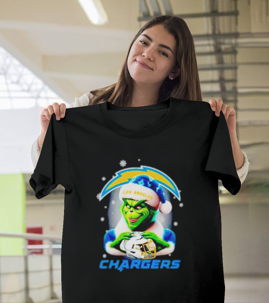 The Grinch Santa Los Angeles Chargers Christmas Holiday T-Shirt