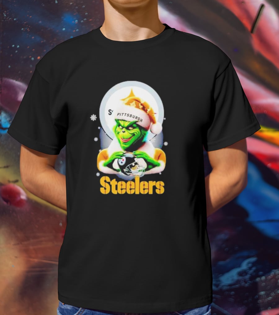 The Grinch Santa Steelers Christmas Pittsburgh Football Fan T-Shirt