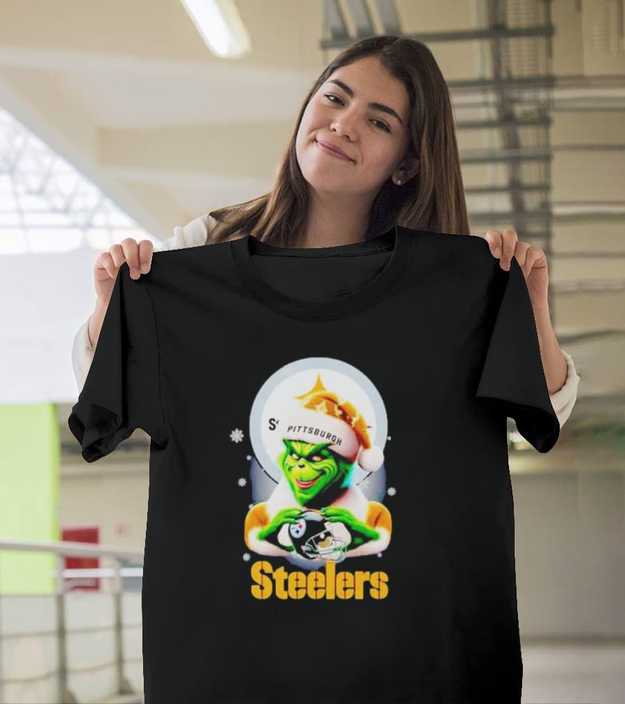 The Grinch Santa Steelers Christmas Pittsburgh Football Fan T-Shirt