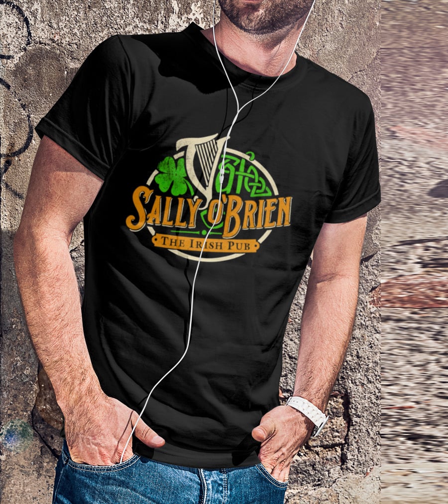 Sally O'Brien Irish Pub Clover Celtic Harp Versengold T-Shirt