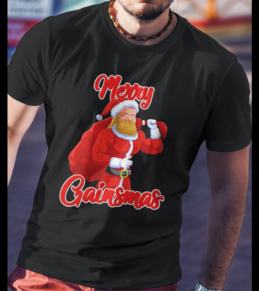 Merry Gainsmas Fitness Santa Bodybuilder T-Shirt