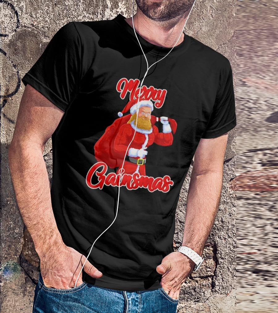 Merry Gainsmas Fitness Santa Bodybuilder T-Shirt