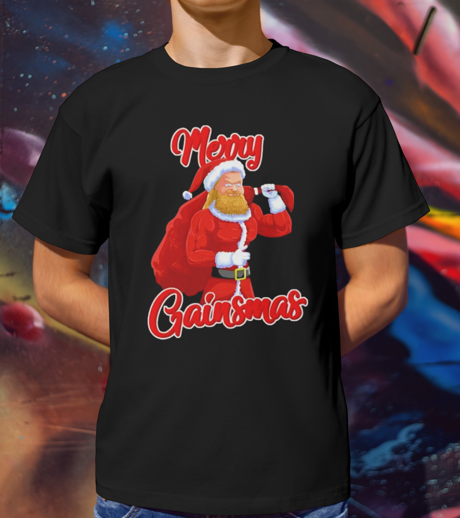 Merry Gainsmas Fitness Santa Bodybuilder T-Shirt