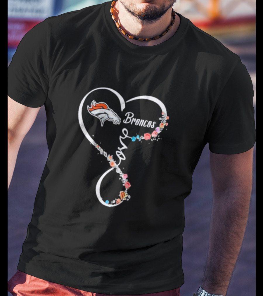 Denver Broncos Floral Heart Love T-Shirt