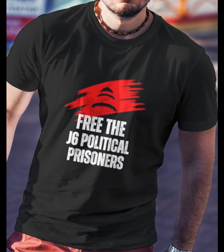 Free The J6 Political Prisoners Capitol Building Red Brushstroke T-Shirt