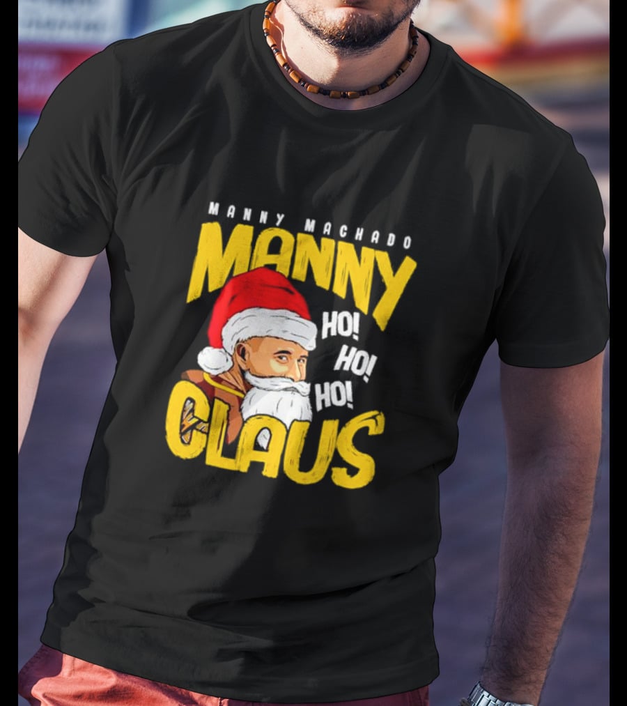 Manny Machado Manny Claus Santa Hat Ho Ho Ho T-Shirt