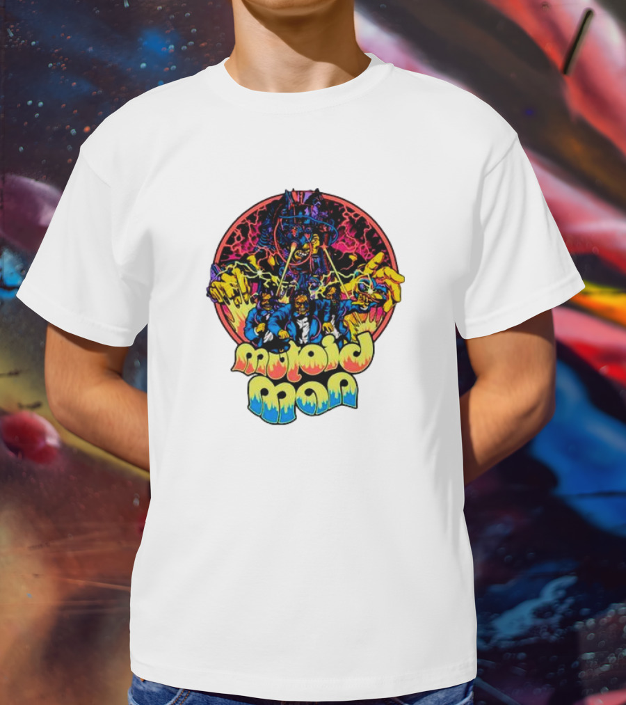 Mutoid Man CoTV Psychedelic Comic Style Superheroes With Lightning And Fiery Hands T-Shirt