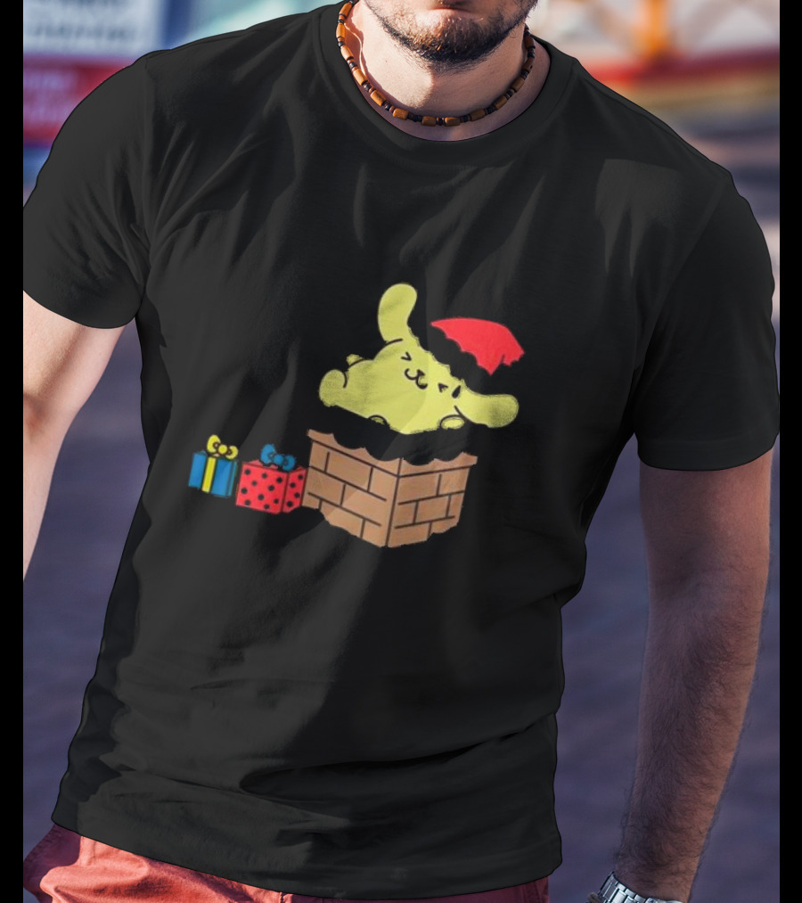 Pompompurin Christmas Chimney With Santa Hat And Presents T-Shirt
