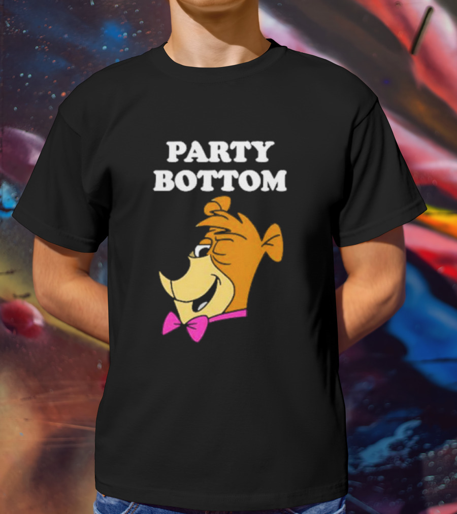 Yogi Bear Party Bottom Fun Cartoon Character With Pink Bow Tie T-Shirt