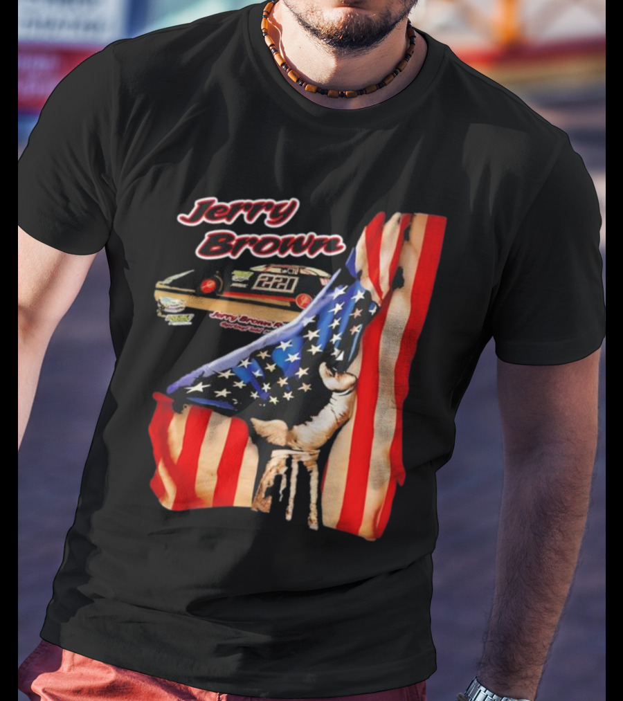 Jerry Brown Blood Inside Me American Flag Race Car 88 T-Shirt