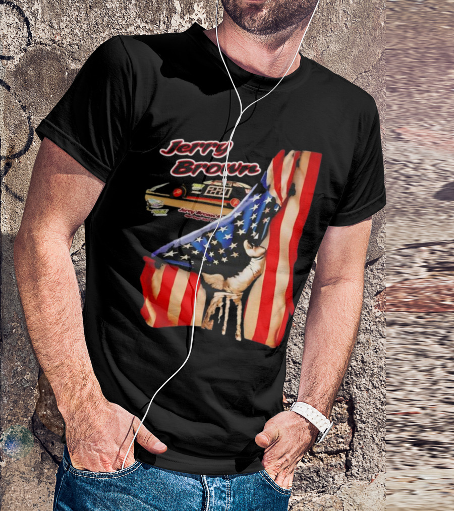 Jerry Brown Blood Inside Me American Flag Race Car 88 T-Shirt