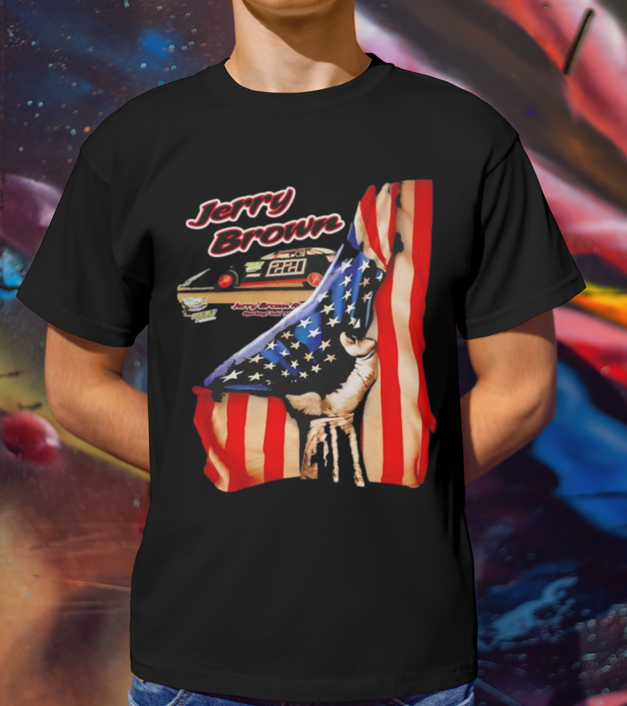 Jerry Brown Blood Inside Me American Flag Race Car 88 T-Shirt