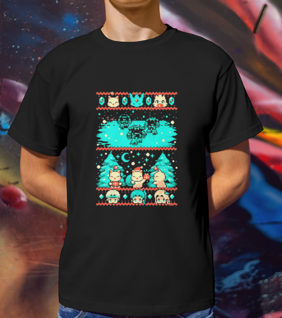 Esper Of Christmas 8-Bit Holiday Pixel Art With Festive Characters T-Shirt