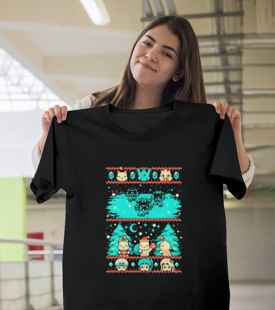 Esper Of Christmas 8-Bit Holiday Pixel Art With Festive Characters T-Shirt