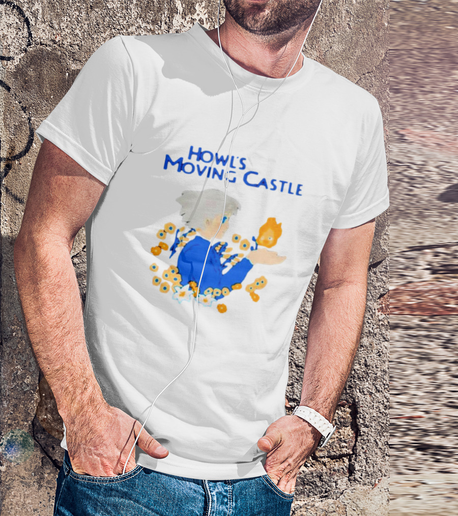 Howl’s Moving Castle Howl With Calcifer And Flowers T-Shirt