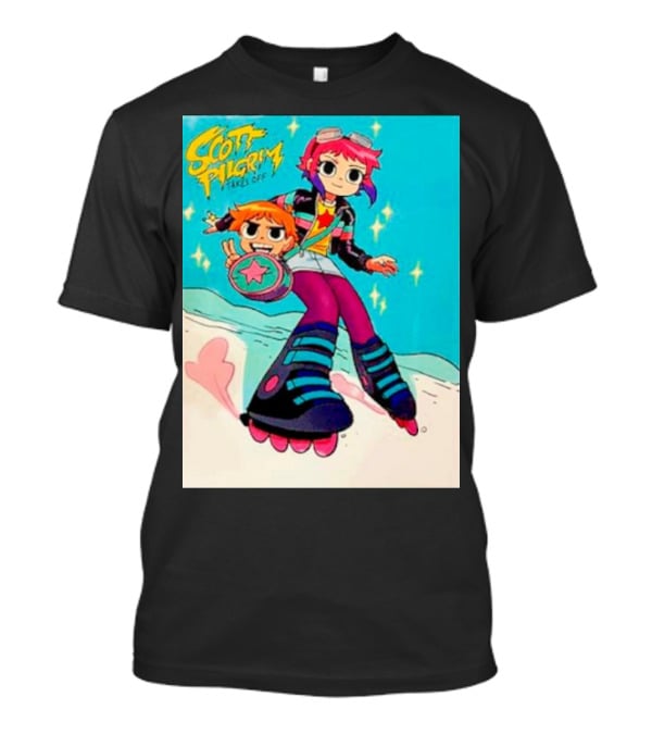 Scott Pilgrim Takes Off Roller Skating Adventure With Animated Style Characters T-Shirt