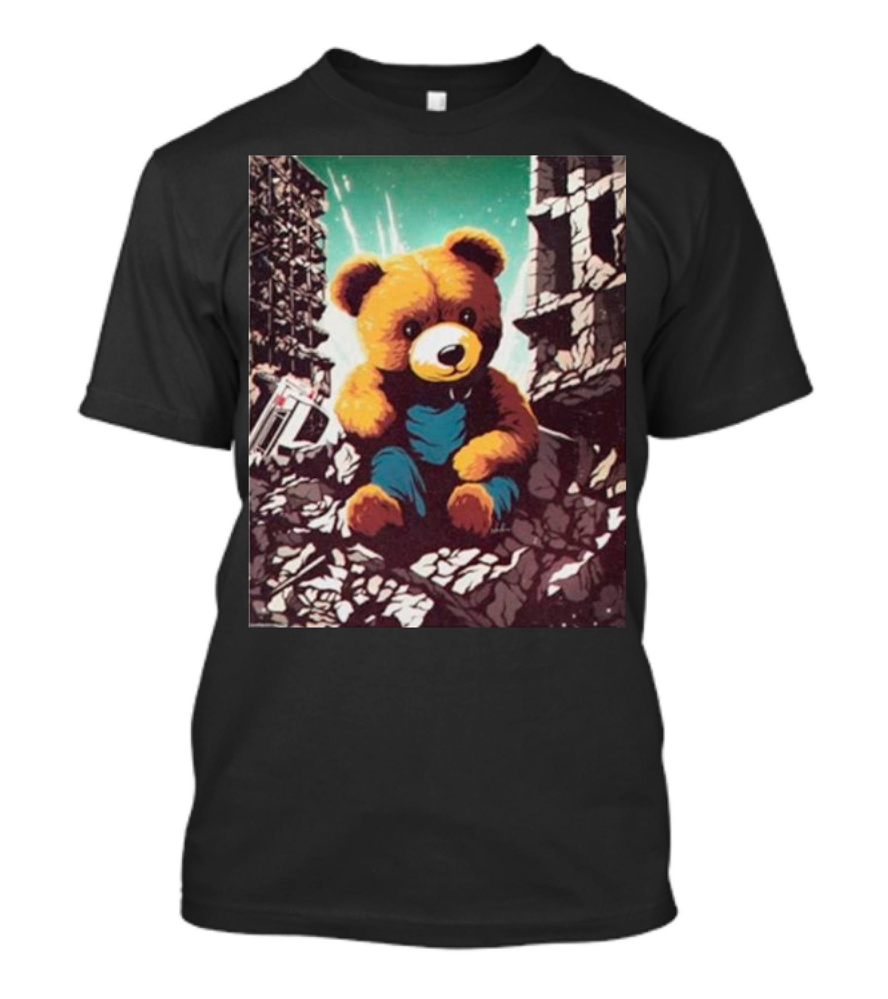 Ceasefire Now Teddy Bear In War-Torn Ruins T-Shirt
