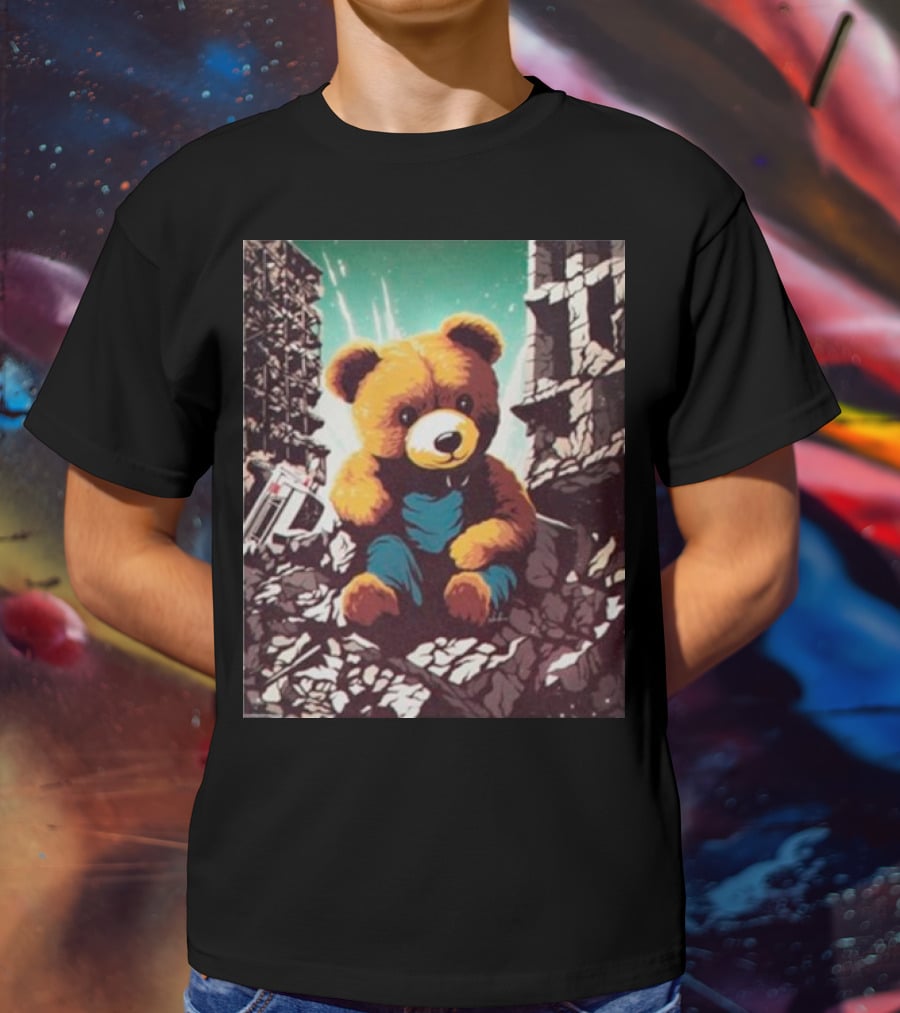 Ceasefire Now Teddy Bear In War-Torn Ruins T-Shirt