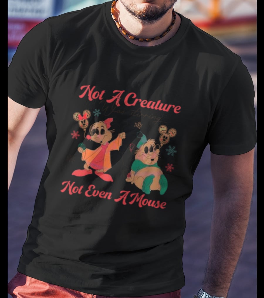 Not A Creature Was Stirring Not Even A Mouse Jaq And Gus Holiday Snowflakes T-Shirt