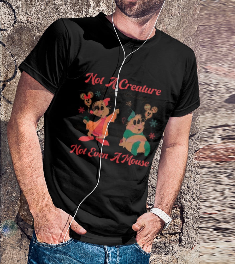 Not A Creature Was Stirring Not Even A Mouse Jaq And Gus Holiday Snowflakes T-Shirt