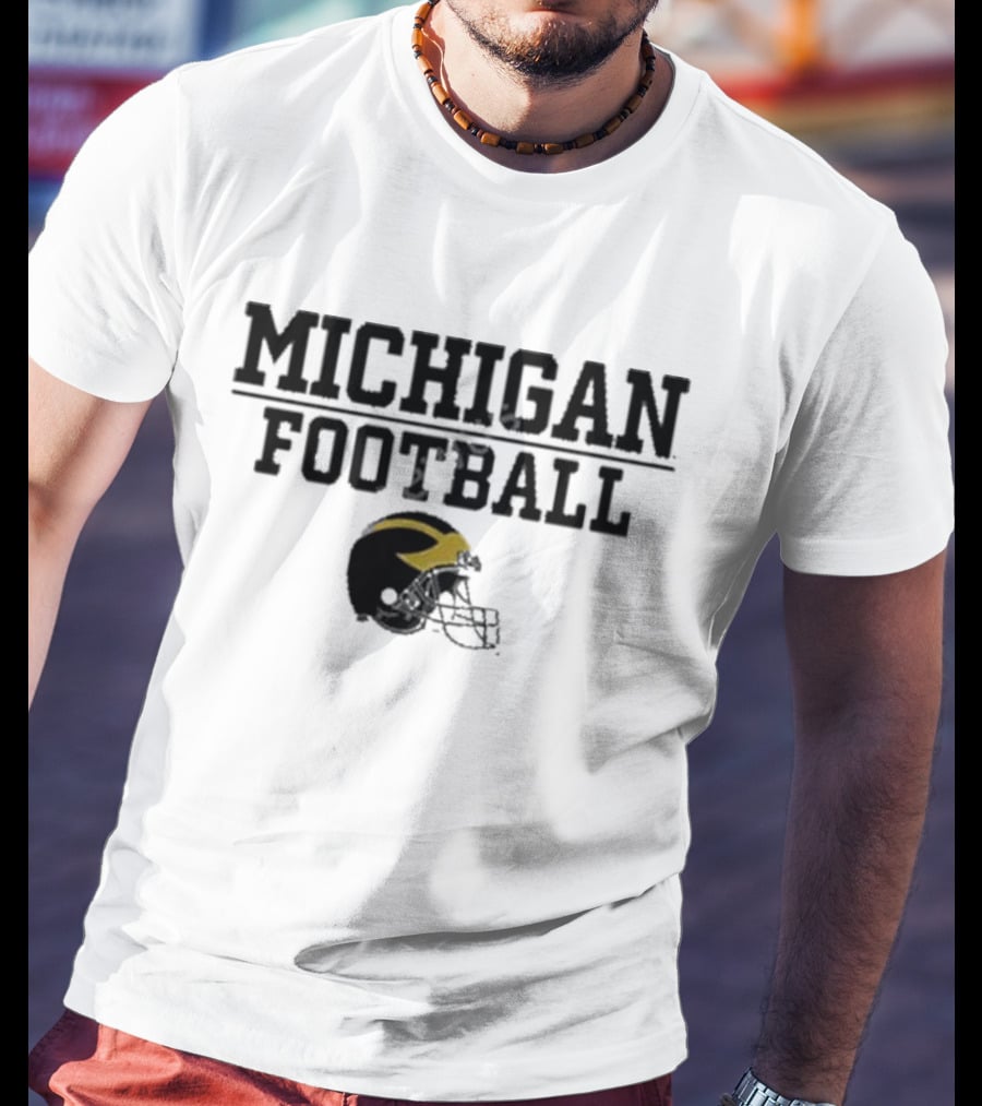 Mden Michigan Football Helmet T-Shirt