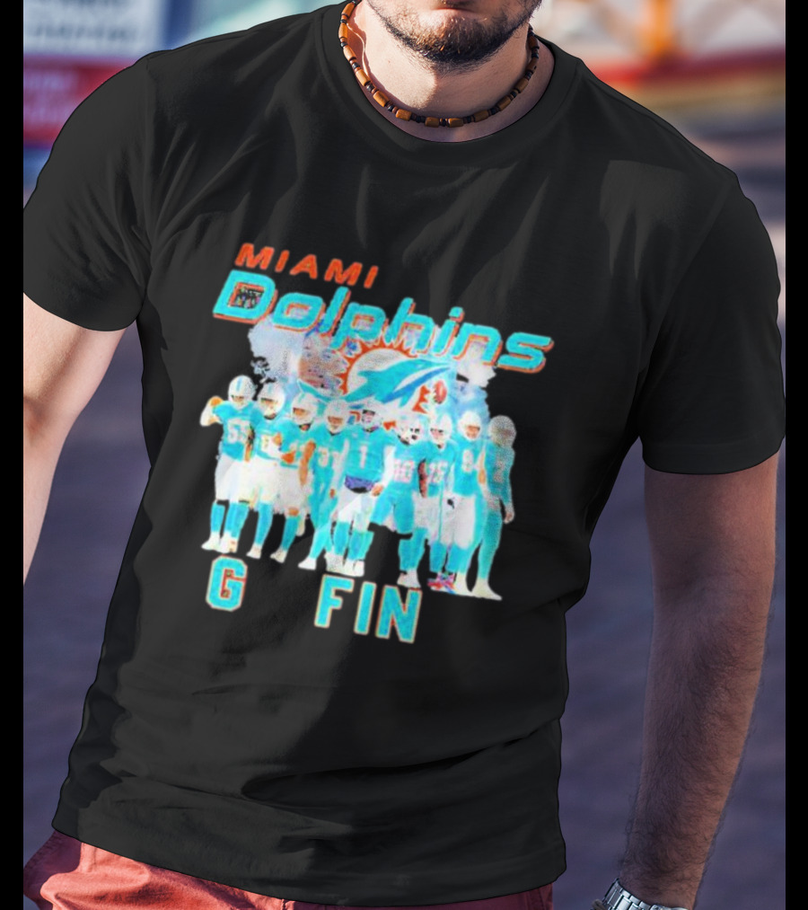 Miami Dolphins Go Fins Players Logo Team Spirit T-Shirt