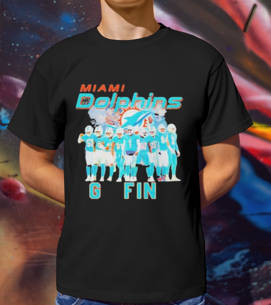 Miami Dolphins Go Fins Players Logo Team Spirit T-Shirt