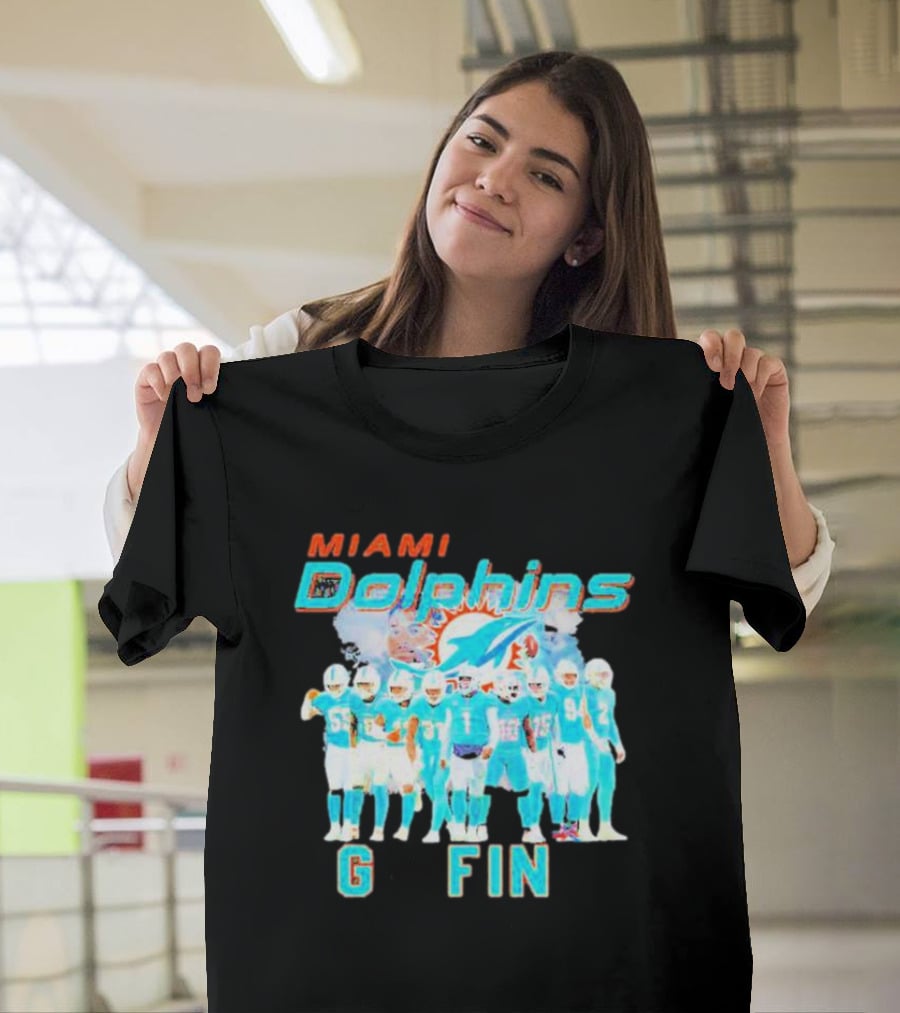 Miami Dolphins Go Fins Players Logo Team Spirit T-Shirt