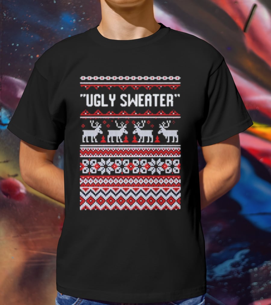 Reindeer Ugly Sweater Christmas Pattern 'UGLY SWEATER' T-Shirt