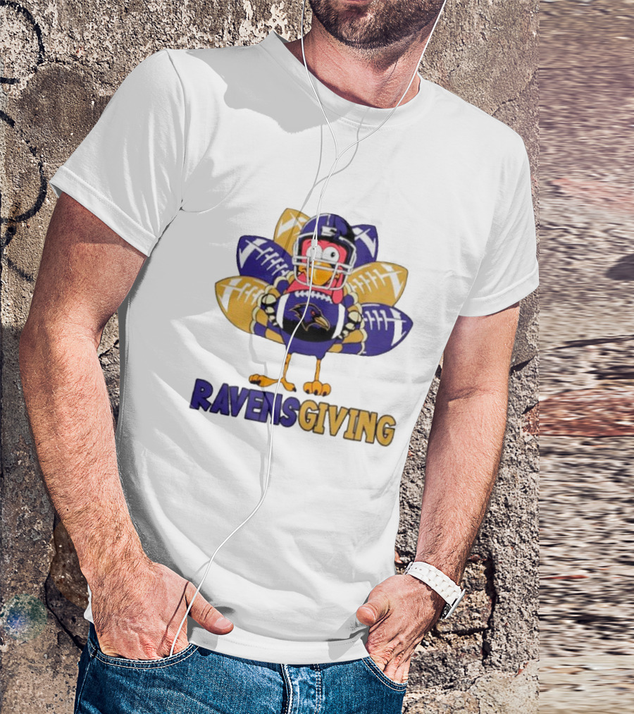 Ravensgiving Thanksgiving Baltimore Ravens Turkey Football T-Shirt