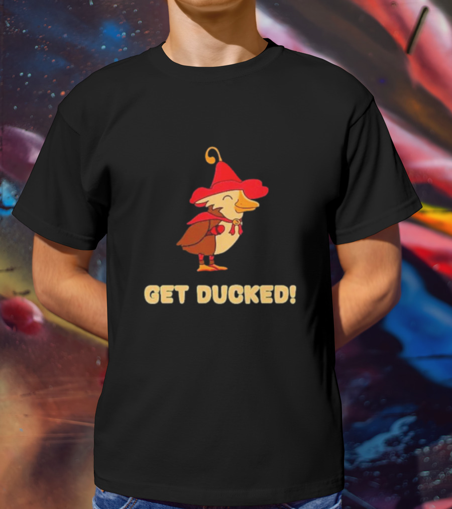 Get Ducked Cartoon Duck In Red Hat And Cape T-Shirt