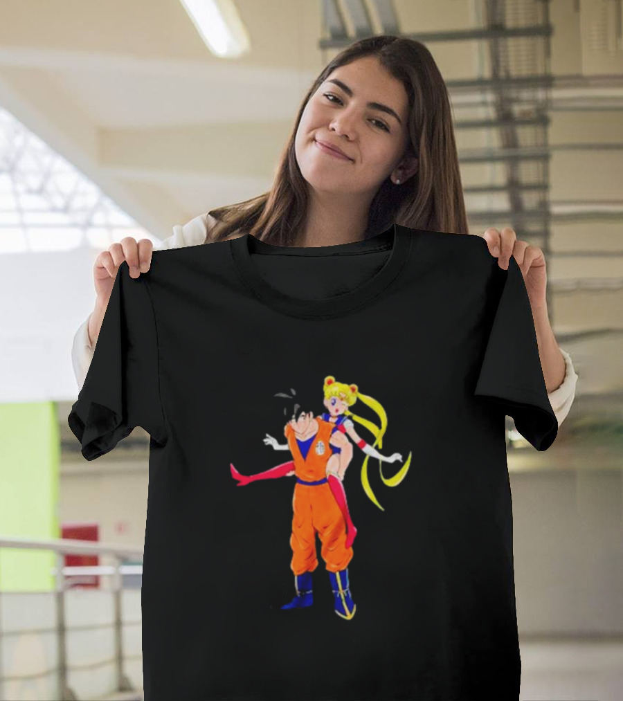 Goku And Usagi Crossover Fusion Featuring Dragon Ball And Sailor Moon Iconic Characters T-Shirt