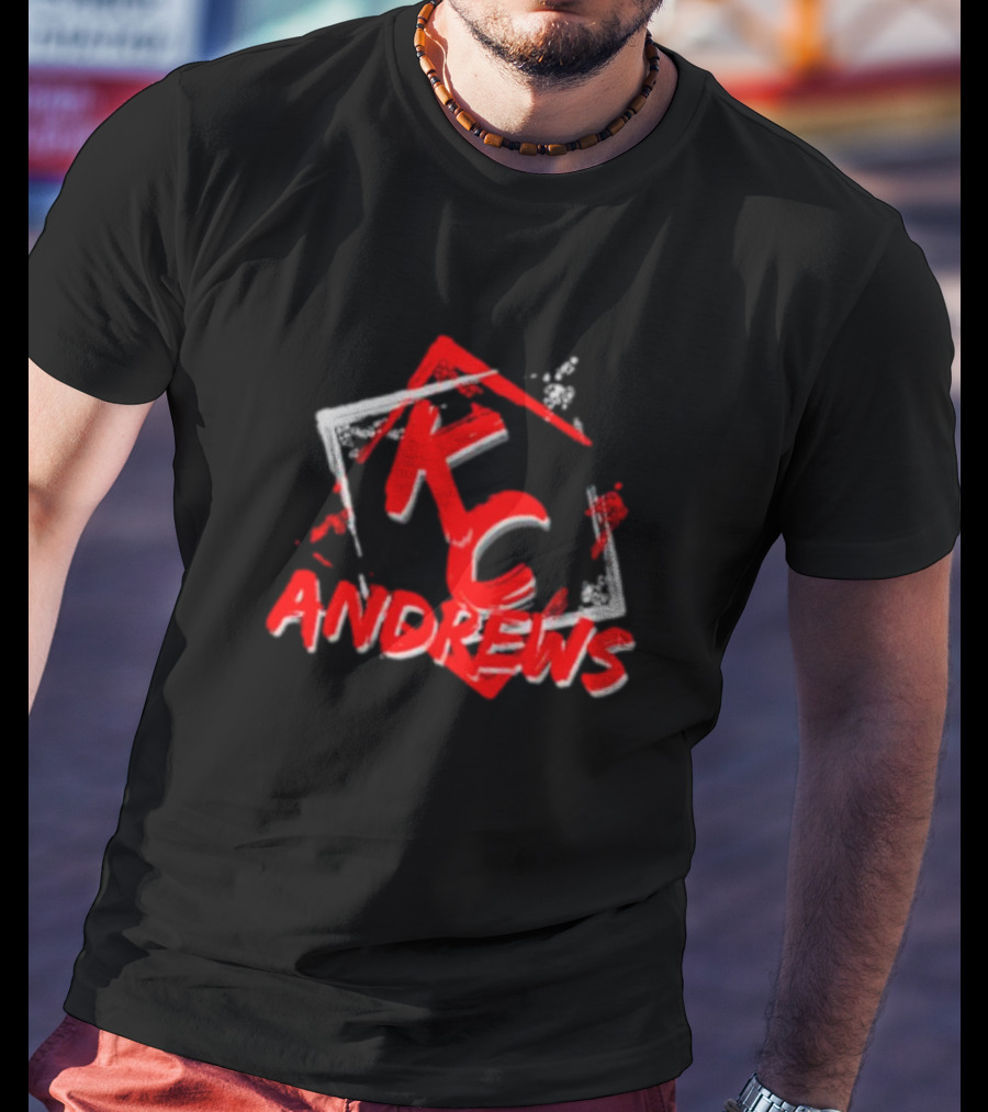 KC Andrews Red White Graffiti Style Text And Shapes T-Shirt