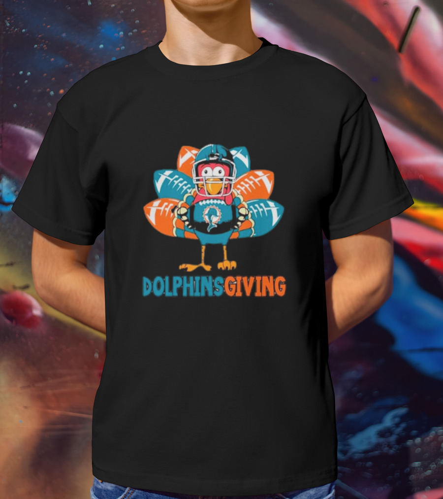 Dolphinsgiving Miami Dolphins Thanksgiving Turkey Football T-Shirt