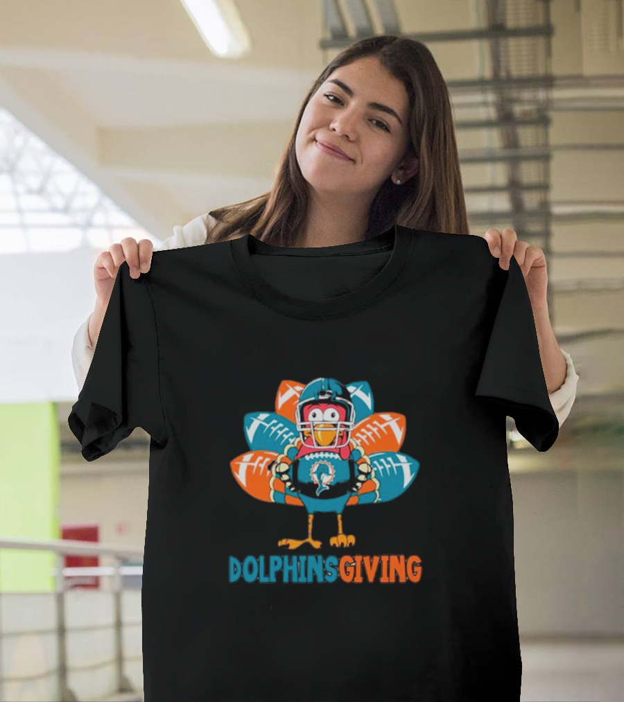 Dolphinsgiving Miami Dolphins Thanksgiving Turkey Football T-Shirt