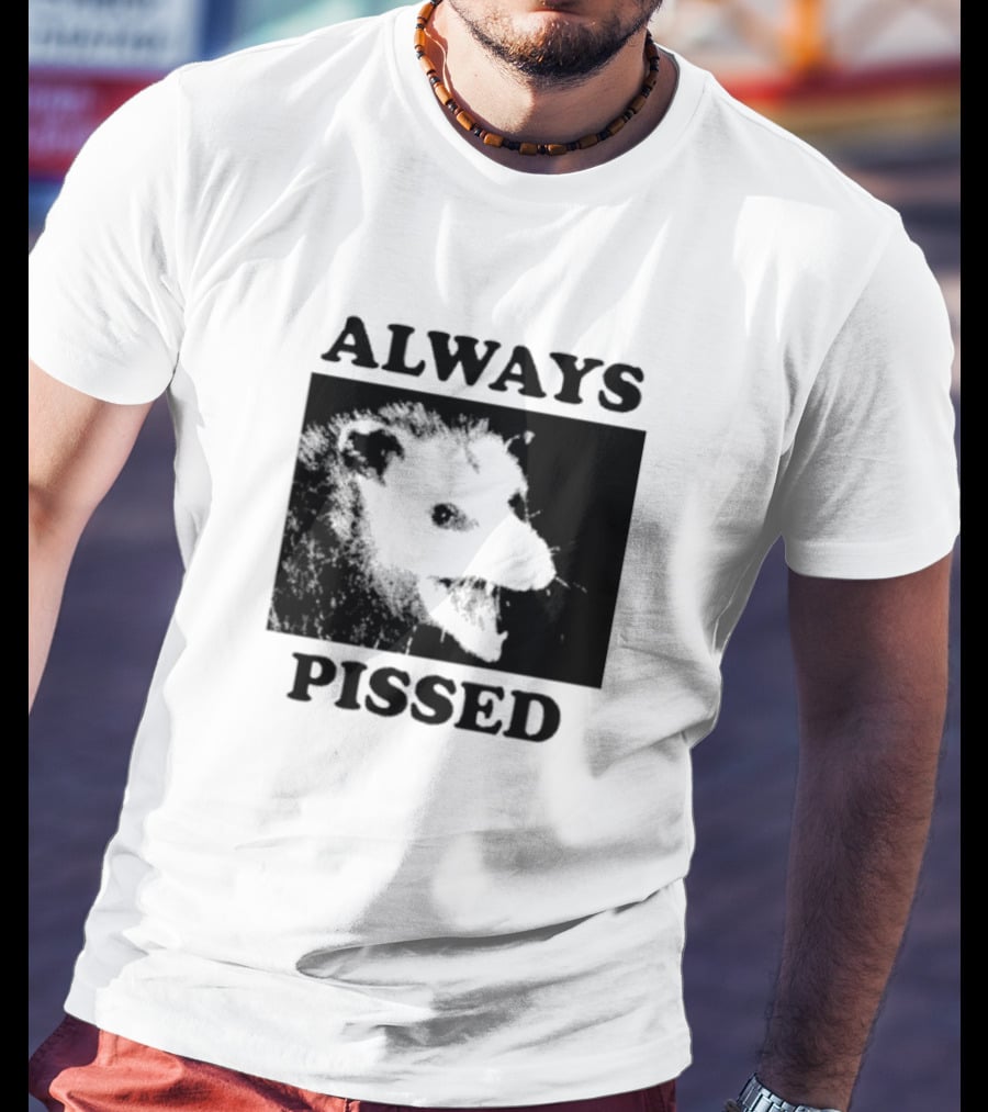 Opossum Always Pissed Black-and-White T-Shirt