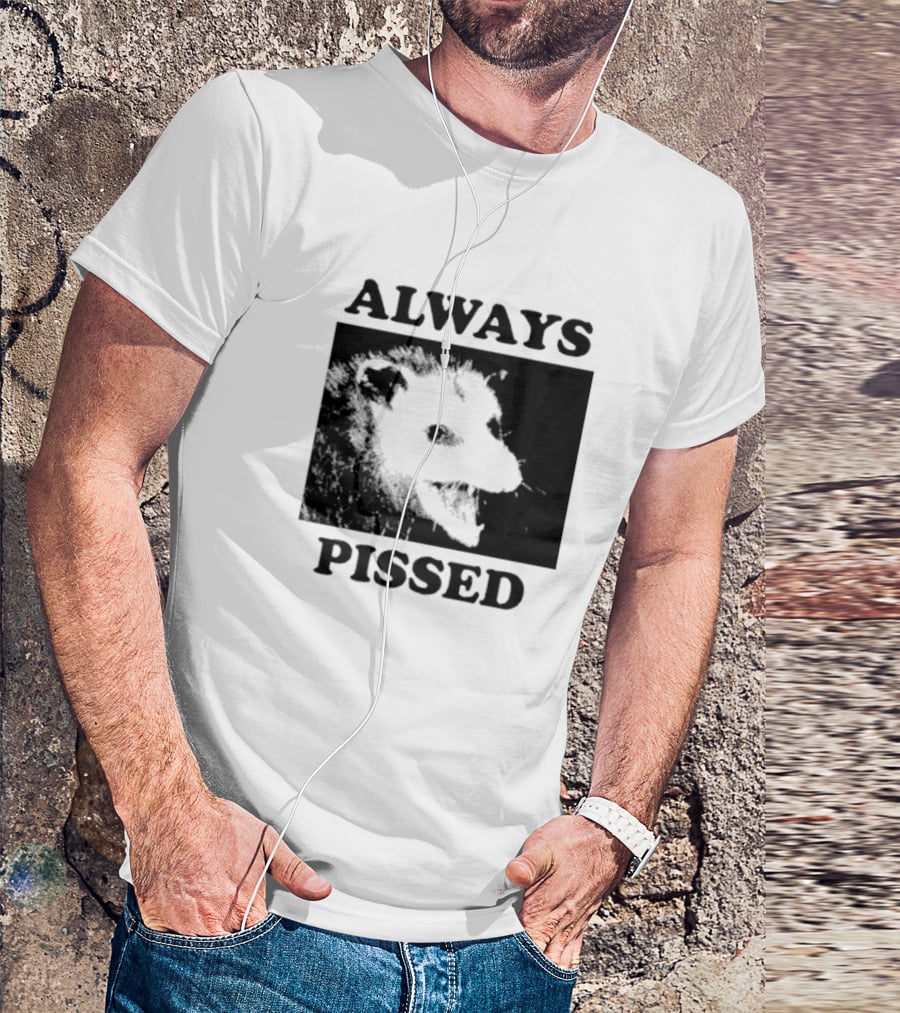 Opossum Always Pissed Black-and-White T-Shirt
