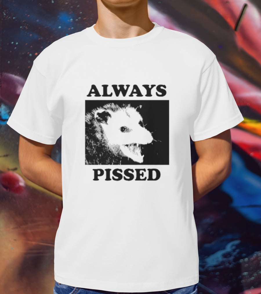 Opossum Always Pissed Black-and-White T-Shirt