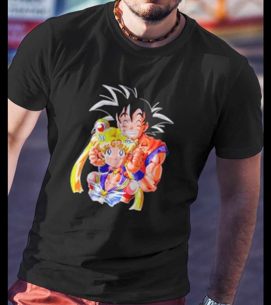 Sailor Moon And Goku Crossover Fusion Character Collaboration T-Shirt