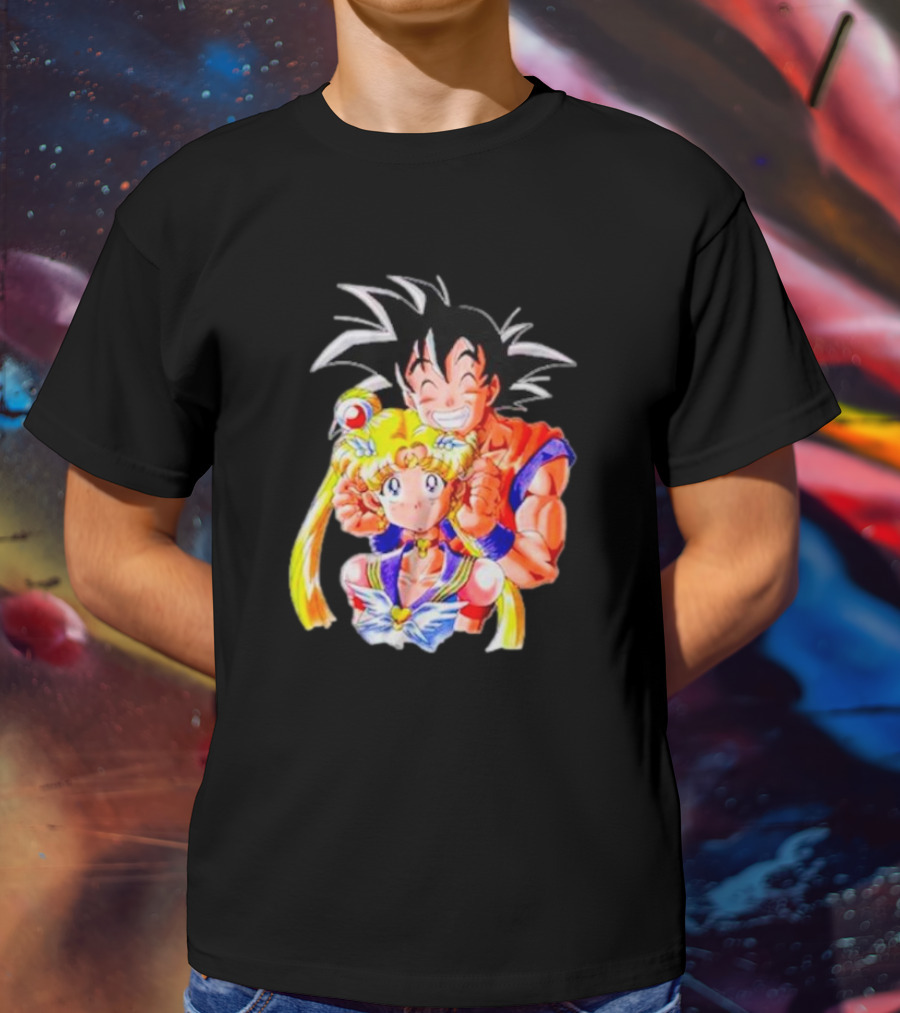 Sailor Moon And Goku Crossover Fusion Character Collaboration T-Shirt