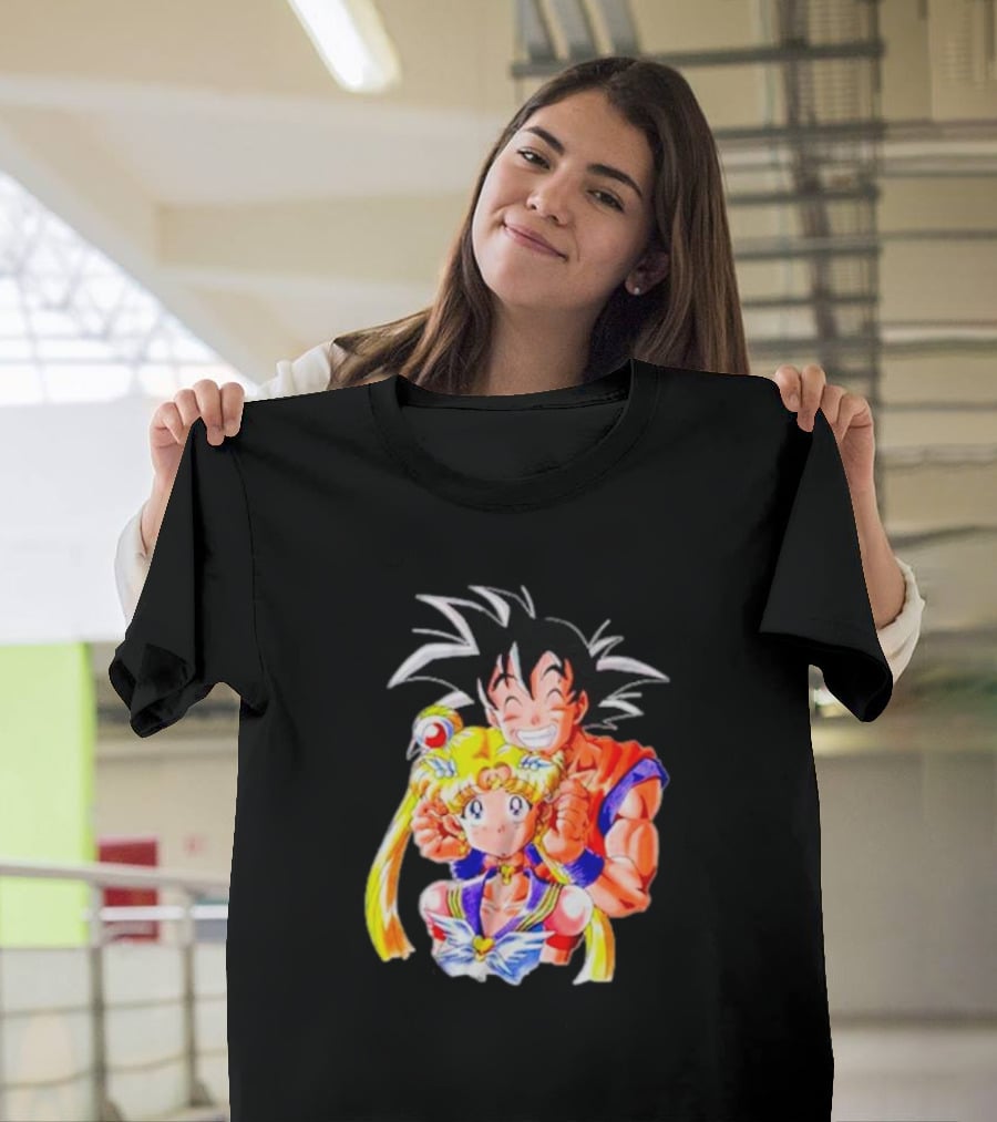 Sailor Moon And Goku Crossover Fusion Character Collaboration T-Shirt